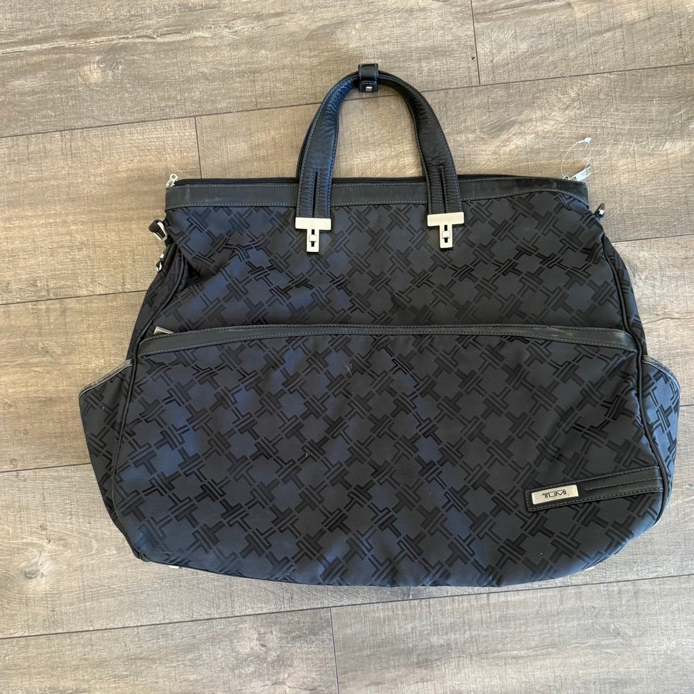 Tumi Black Patterned Expandable Garment Bag Carry On Travel Business